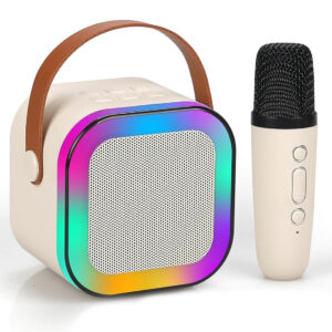 Rechargeable Karaoke Microphone with Speaker 2000 mAh Battery Wireless Mini Portable Bluetooth Karaoke Machine with LED Lights 10m Range Birthday Gift for Kids Boys Girls Adults (MultiColor)