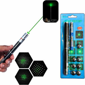Laser Pointer Pen with 7 Interchangeable Pattern Heads | Metal Body Presentation Pointer | Star, Grid & Spiral Effects | Long Range Beam | Ideal for Teaching, Meetings & Outdoor