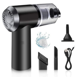 3-in-1 Portable Car Vacuum Cleaner with Blower, USB Rechargeable, Black, Wireless Handheld Mini Design, Strong Suction, Washable HEPA Filter for Car, Home, Travel